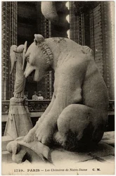 Gargouille ou chimère de la cathédrale Notre-Dame de Paris, construite entre 1163 et le XIVe siècle - Carte postale, collection Selva