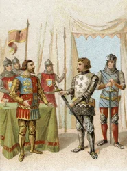 Jean II le Bon, roi de France devient prisonnier des Anglais, à la place de son fils Charles Quint qui s