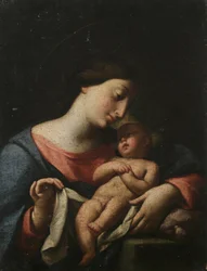 Madone et enfant (huile sur toile)