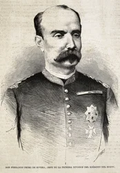 PRIMO DE RIVERA, Fernando (1831-1921). Militaire et politicien espagnol. Fernando Primo de Rivera, qui a combattu dans la Troisième Guerre carliste. Gravure.