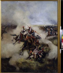 Uhlans polonais combattant avec des cosaques (huile sur toile)