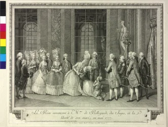 La reine Marie-Antoinette annonce à Madame de Bellegarde en 1777 la libération de son époux