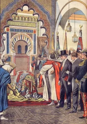 Le Président de la République française, Emile Loubet visitant la mosquée de Sidi Bou Medine, Tlemcen, Algérie