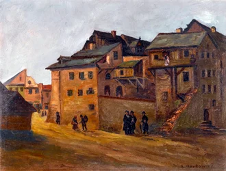 Vue du quartier juif de Cracovie, Pologne