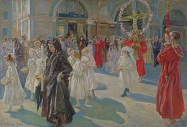 Procession de la Fête-Dieu sur la Piazza Grande à Trieste