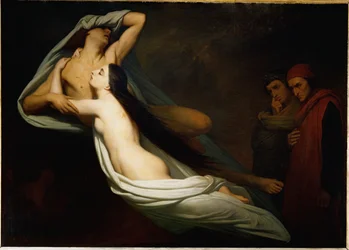 Les ombres de Francesca da Rimini et de Paolo Malatesta apparaissent à Dante et à Virgile