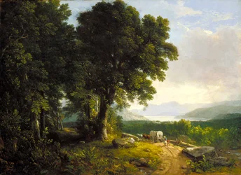 Paysage avec chariot couvert