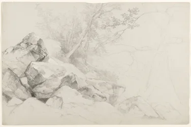 Étude de rochers avec arbres, Hague, Lake George, New York, 1862