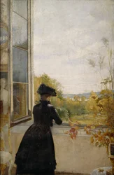 Dame à la fenêtre ouverte