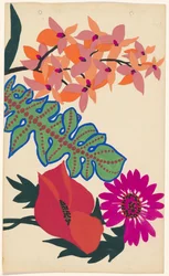 Conception pour broderie de feuilles et de fleurs