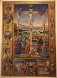 Crucifixion, miniature détachée du Missel de Thomas James.