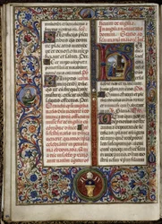 Missel de Thomas James : lettrine avec la nativité