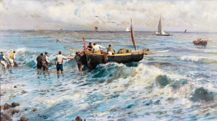Paysage marin avec pêcheurs
