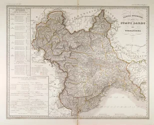 États sardes sur le continent. Carte par Attilio Zuccagni-Orlandini, tirée de l