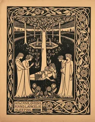 Comment quatre reines ont trouvé Lancelot endormi. Illustration du livre Le Morte d
