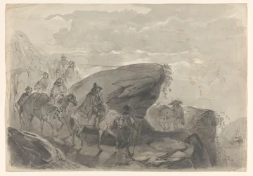 Paysage avec une procession de voyageurs