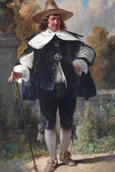 French : Homme galant avec chapeau et canne