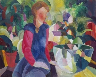 Fille avec un bocal à poissons