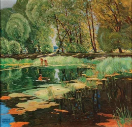 August Rieger Scène de bain