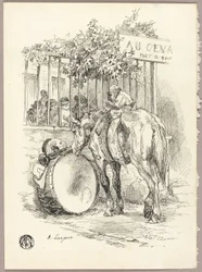 Cheval avec un singe sur le dos