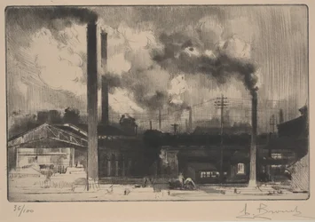Aux usines du Creusot - les aciéries (roulette et pointe sèche)