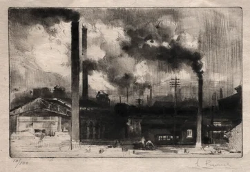 Aux usines du Creusot : Les cheminées