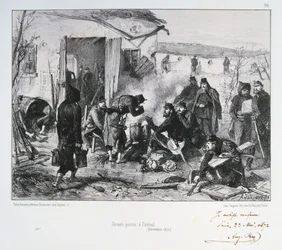 Poste de garde avancé français à Créteil, siège de Paris, guerre franco-prussienne, décembre 1870