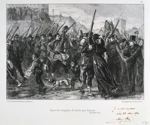 Soldats français partant pour Buzenval, Siège de Paris, Guerre franco-prussienne, 18 janvier 1871