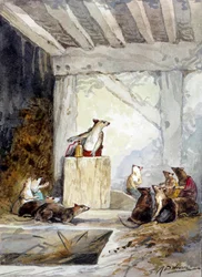 Illustration de la fable Le conseil tenu par les rats de Jean de La Fontaine