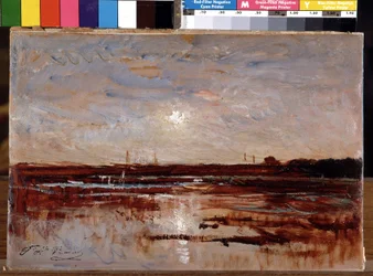 Coucher de soleil sur un étang