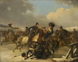 Cosaques poursuivant des soldats français en retraite, 1812