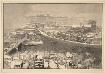 Paris sous la neige, vu du haut de St. Gervais