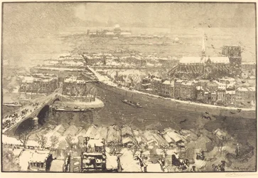 Paris sous la neige, vue du haut de St.-Gervais