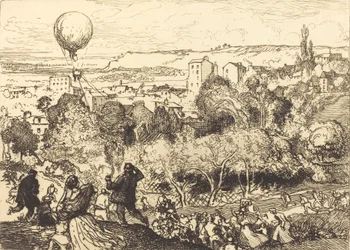 Le ballon qui tombe, au Pré-Saint-Gervais, 1910