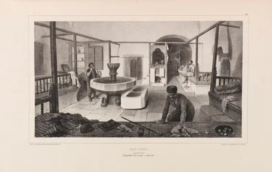 Bain tatar, salle de repos. De Voyage dans la Russie par Anatole de Demidoff, 1837