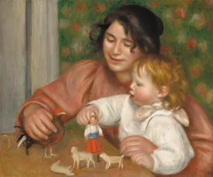 Enfant avec des jouets - Gabrielle et le fils de l’artiste, Jean