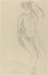 Femme nue assise regardant devant