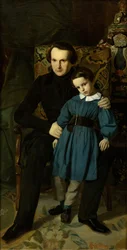 Portrait de Victor Hugo 1802-1885 avec son fils, 1836