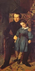 Victor Hugo (1802-85) et son fils, François-Victor, 1836