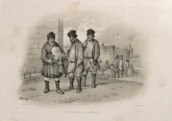 Constructeurs buvant du Sbiten De : La construction de la cathédrale Saint-Isaac, 1845