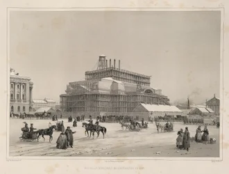 Travaux de construction vers 1838 De: La construction de la cathédrale Saint-Isaac, 1845