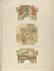 Détail de la construction du clocher, tiré de : La Construction de la cathédrale Saint-Isaac, 1845