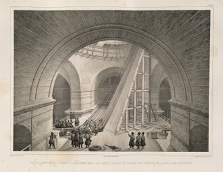 Vue intérieure de la cathédrale et une rampe De: La construction de la cathédrale Saint-Isaac, 1845