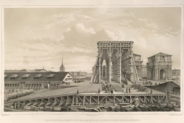La première colonne de la construction De: La construction de la cathédrale Saint-Isaac, 1845