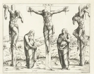 Christ en croix avec Marie et Jean