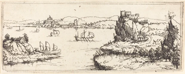 Paysage avec bateaux à voile
