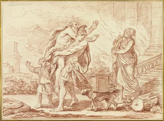 Énée fuyant avec Anchise des ruines de Troie