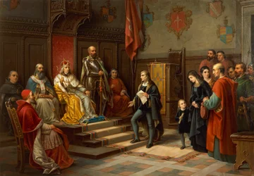 Frédéric III, pressé de marcher contre les Turcs par le poète de Trieste Raffaele Zovenzoni, par Augusto Tominz