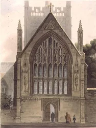 Extérieur du Merton College, face à la fenêtre nord de la chapelle, illustration de 
