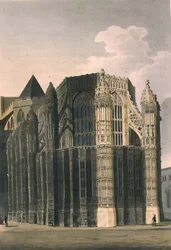 La chapelle de Henri VII montrant deux pinacles rénovés, planche 4 de 